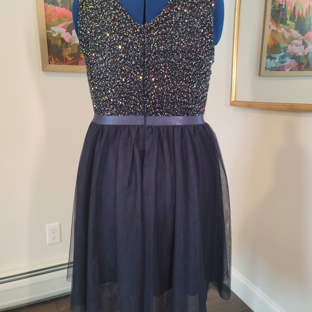Navy Blue Sequin Dress XL - Picture 4 of 5